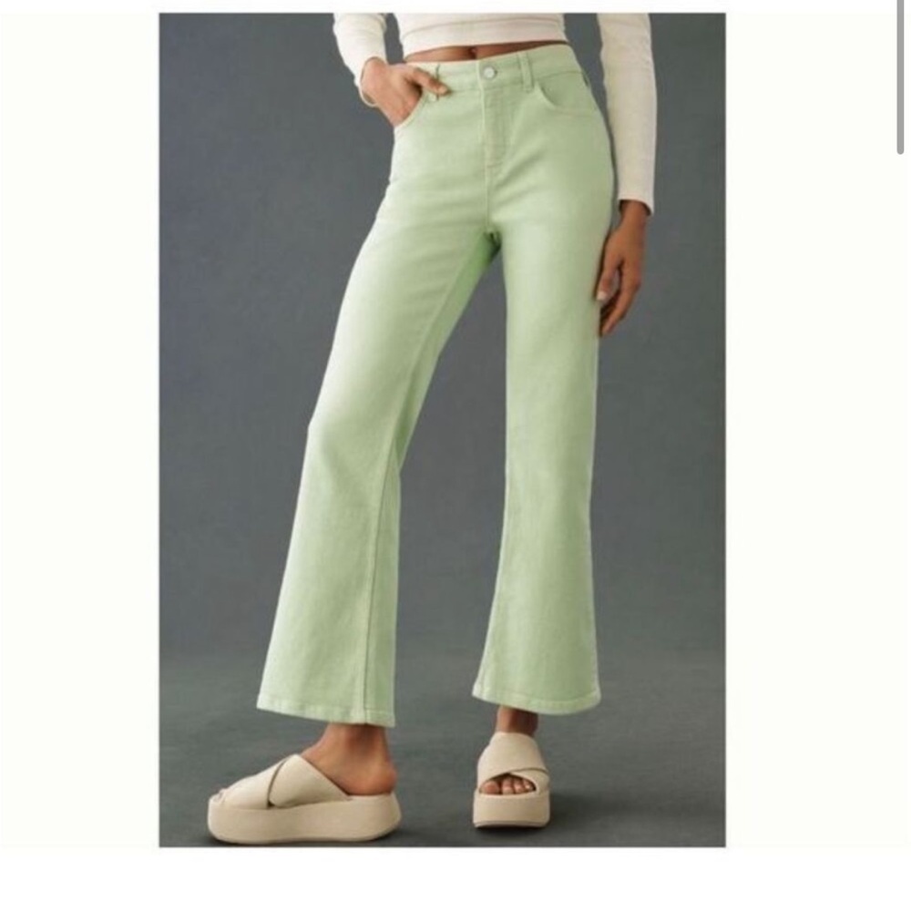 Anthropologie Pilcro Aloe Green The Yaya High Rise Crop Flare Jeans
